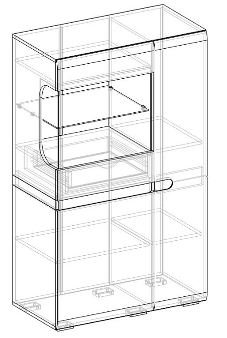 Коллекция Ультра Шкаф витрина малая Белый/Белый гл. (набор)_