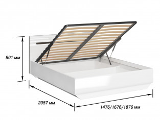 Коллекция Стокгольм Кровать с подъемным механизмом 1600 Белый/Белый Глянец (Набор)__thumb