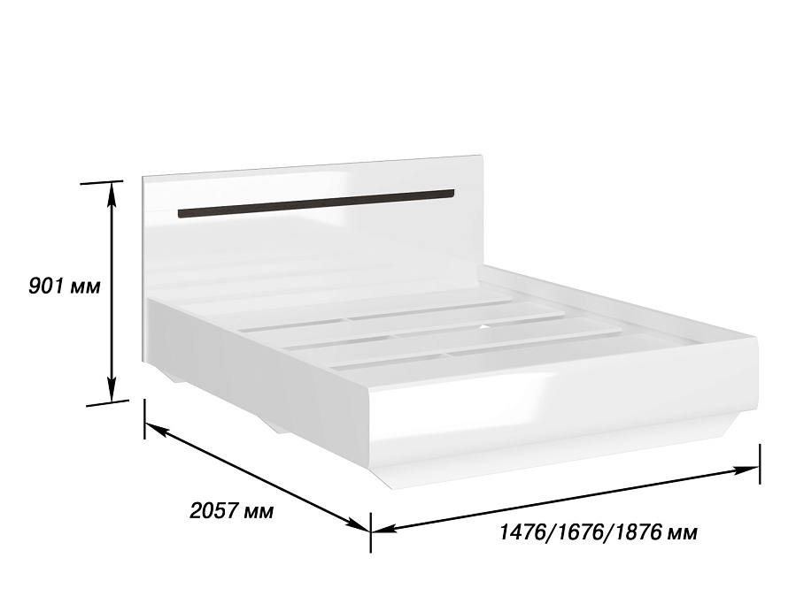 Коллекция Стокгольм Кровать с настилами 1800 Белый/Белый Глянец (Набор)_