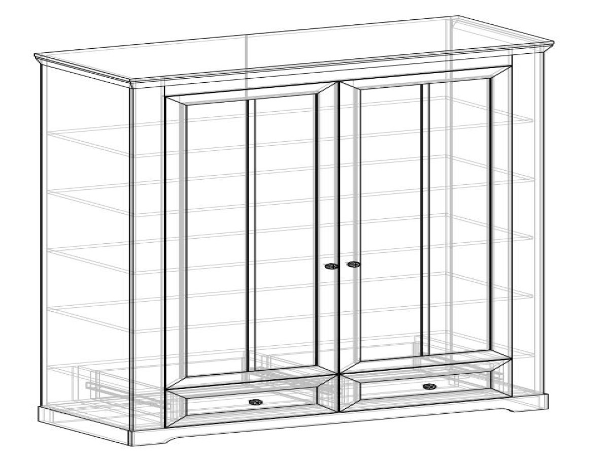 Коллекция Ривьера Шкаф витрина 2-х створчатый (440) Сосна белая/Сосна Джурга (Набор)_